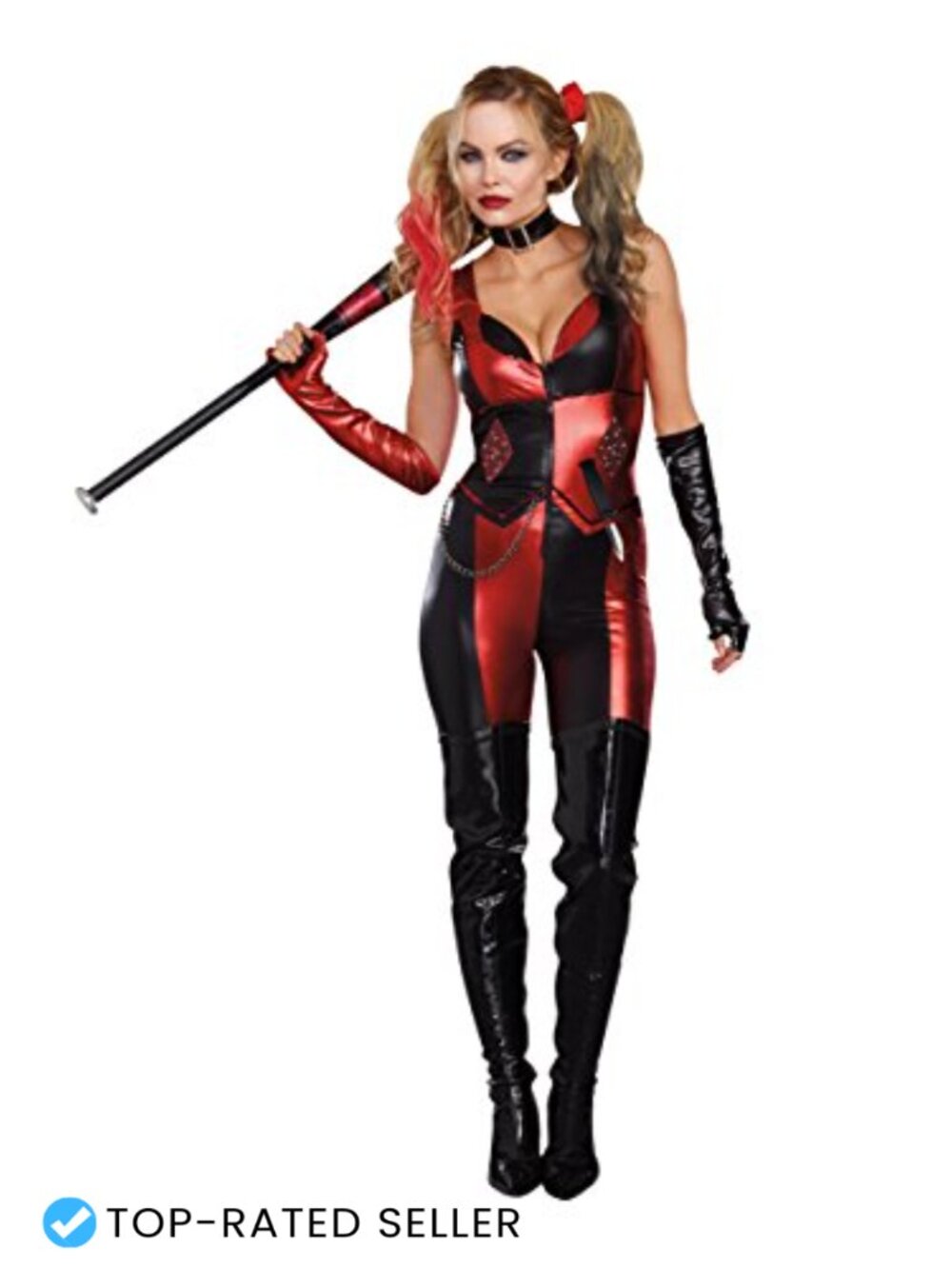 Dreamgirl Metallic Harlequin Blaster Costume Jumpsuit Zipper Front